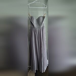 Elegant Strapless Grey Evening Gown